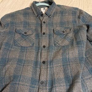 Quiksilver Gray and Blue Checkered Shirt